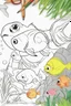 Placeholder: blank colouring book, white blank background, simple picture for toddlers, fish, disney and pixar style