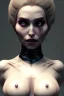 Placeholder: Constance Langdon as evil queen in black leather, leather, busty, cleavage, angry, stern look. character design by cory loftis, fenghua zhong, ryohei hase, ismail inceoglu and ruan jia. unreal engine 5, artistic lighting, highly detailed, photorealistic, fantasy