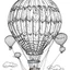 Placeholder: outline art for hot air balloon coloring page for kids, classic manga style, anime style, realistic modern cartoon style, white background, sketch style, only use outline, clean line art, no shadows, clear and well outlined