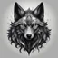 Placeholder: Silver and Black wolf in horned art style