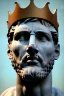 Placeholder: Ultra Realistic image, Roman sculpture, white marble material, Lionel Messi, gold crown of natural thorns, god crown, Renaissance style, sun rays background, waist up portrait, epic, celestial, cinematic lighting, God lights, 4k resolution, smooth details, soft lighting, unreal engine 5, art station, substance 3d.