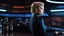 Placeholder: [Star Trek] Seven of Nine's gaze is intense, she sits on the bar. she wears seven of nine iconic tight outfit.