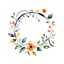 Placeholder: watercolor botanical, flower round wreath, white background, minimal