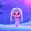 Placeholder: 3d animation style, cute kawaii chibi styled anthropomorphic dragon, cozy winter setting, holding a present, soft lightning