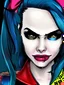 Placeholder: Suicide squad oc female character animation Jacqueline Jacqueline has blue hair hazel brown eyes pale tainted skin due to the vest ace chemicals