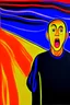 Placeholder: Close copy of Edvard Munch's The Scream but with the screaming man holding his face and him clearly wearing an Everton football shirt