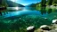Placeholder: Capture a shot of a crystal-clear lake glistening in the sun, The water should be calm and mirror-like.