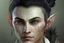 Placeholder: A Fantasy elf, a white male with black hair tied up in a bun, a scarred left eye.