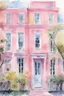 Placeholder: Charleston South Carolina Watercolor Rainbow Row Pastel Pink House