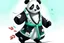 Placeholder: a panda in a white kimono with a black one in ice skates