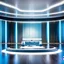 Placeholder: beautiful dance stage with no dancers in luxury modern hall dynamic lights, modern furniture light blue & gray theme