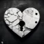 Placeholder: grey and black stone heart-shaped, with antique keyhole inside, on white background