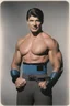 Placeholder: [superboy logo elegant] color photography of Charles Bronson as powerful superbly, standing up at CES 1952 [Consumer Electronics Show, Norma Jeane] ready for a arm wrestling, a lot of electronic devices