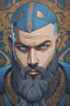 Placeholder: Blue color Ragnar Lothbrok in 8k cartoon artstyle, blue eyes, Bald, beard, tattoos, winter, close picture, highly detailed, high details, detailed portrait, masterpiece,ultra detailed, ultra quality