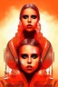 Placeholder: danish singer mø face, cyberpunk,orange tones,