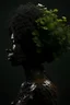 Placeholder: afro made out of plants low fidelity no face 4k