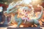 Placeholder: a cute anime chibi princess sitting on a wild chinese dragon and dynamically riding it in sunshine, ethereal, otherwordly, cinematic postprocessing, bokeh, dof