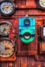 Placeholder: futuristic pinhole camera in Kente, rusted clocks lens, cinematic, scaffolding, cyberpunk, 8k quality