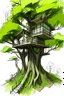 Placeholder: Help me generate a tree house sketcg incorporating green infrastructure