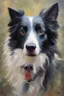 Placeholder: border collie portrait painterly, brush work, heavy brush work, impressionistic, painting process impasto