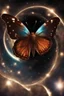 Placeholder: A luminous brown butterfly in a galaxy in space