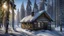 Placeholder: cabin in forest in winter