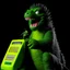 Placeholder: Godzilla as a muppet kawaii calling phone using a nokia, studio photo