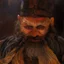 Placeholder: dnd, fantasy, watercolour, stylistic, portrait, illustration, dull colours, male, dwarf, face, open eyes