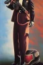 Placeholder: Full body portrait, painting, medium shot lady style of The Rocketeer