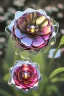 Placeholder: metallic garden shiny-chrome-open-flower-petals glass flowers sharp focus extremely detailed very attractive dynamic lighting exquisite detail