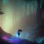 Placeholder: blue ridge mountains environment, fairy novel character, portrait, vibrant colors in the style of athletic african princess, colorful volumetric reflective lighting effects, beautiful spirit ultra detailed, Intricate concept character design is walking through the dark forest woods