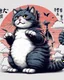Placeholder: Catzilla cat Japanese Art funny cat gifts for women kid PNG,