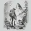 Placeholder: a black and white scribble sketch of hiking and discovery