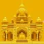 Placeholder: A golden yellow temple filled with gold and jewels in art deco art style