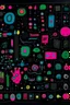 Placeholder: overemphasize intellectuality; expressionism; Vantablack canvas with neon pastel symbols; Klee