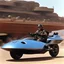 Placeholder: the ugly pistoleros [Il buono, il brutto, il cattivo by Sergio Leone], he drives the 'Jumping JACK' NG-R33 Viper Ride Turbo Hovercycle with no wheels on the outskirts of Palladium's RIFTS Earth.