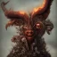 Placeholder: A portrait post-apocalypse of Baphomet ,sin city, transgender ,beauty , paranormal,eatheral,realistic,sharp,deep colours, purple,red,fire,adorable,armaggedon,fire,purple,red,gold,dark,cinamatic,fantasy,demon,hell,sci-fi fantasy style, volumetric lighting, particales,highly detailed,cinamatic,ignore NSFW , masterpiece, best quality, black skinned, sparkling eyes, sun light, 4K, high contrast,