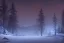 Placeholder: Concept art of the Olympic National Forest at night during winter by Ignis Bruno