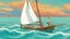 Placeholder: A small, brightly colored sailboat with a billowing white sail cuts through a turquoise ocean. The wind fills the sail, causing the boat to lean slightly. In the distance, fluffy white clouds drift across a clear blue sky. One majestic brown pelican with a large pouch full of water flies gracefully above the boat. The image evokes a sense of calm adventure, the refreshing scent of the ocean breeze, and the abundant wildlife. The style is as if a 5 year old did it with paint.