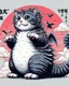 Placeholder: Catzilla cat Japanese Art funny cat gifts for women kid PNG,