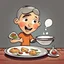 Placeholder: Cartoon art persona pobre con un plato pidiendo comida