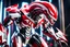 Placeholder: big venom robot with red and white color schemes, in the style of fairy academia, hard-edge style, agfa vista, dynamic pose, oshare kei, hurufiyya, rtx, close picture, intricate details, highly detailed, high details, detailed portrait, masterpiece,ultra detailed, ultra quality