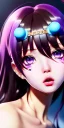 Placeholder: Detailed cute anime girl,big boobs,sexy ,licking lolipop ,red hair buns, purple bangs, black latex suimsuit, intricate details, full body portrait, keep head in frame, slight smile, black Japanese motif, concept art, highly detailed, digital painting, concept art, sharp focus, illustration, art by Yoji Shinkawa, WLOP and greg rutkowski and alphonse mucha and artgerm and yanjun Chen and Junji ito and Makoto Shinkai, HDR, octane render