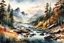 Placeholder: watercolor illustration of the untamed American wilderness in the style of Karl Bodmer, with a fine art aesthetic, highly detailed , 4k UHD cinegraphic quality