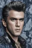 Placeholder: Elvis Presley, Billy Idol Hybrid, 4k UHD, photorealistic, dark blue gradated marble wall background, extremely detailed skin texture,