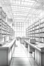 Placeholder: Library, state-of-the-art computers, book search. High-quality drawing, 8K