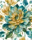 Placeholder: turquois , GREEN and gold flower van Gough water color on white background