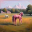 Placeholder: a big muscle man sitting on a pink horse.like 19th painting