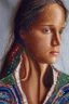 Placeholder: Hand sewn and embroidered Alicia Vikander, threads, sewing needles