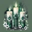 Placeholder: watercolor drawing of a Gothic dark green candles with emeralds and flowers and white lace, on a white background, Trending on Artstation, {creative commons}, fanart, AIart, {Woolitize}, by Charlie Bowater, Illustration, Color Grading, Filmic, Nikon D750, Brenizer Method, Side-View, Perspective, Depth of Field, Field of View, F/2.8, Lens Flare, Tonal Colors, 8K, Full-HD, ProPhoto